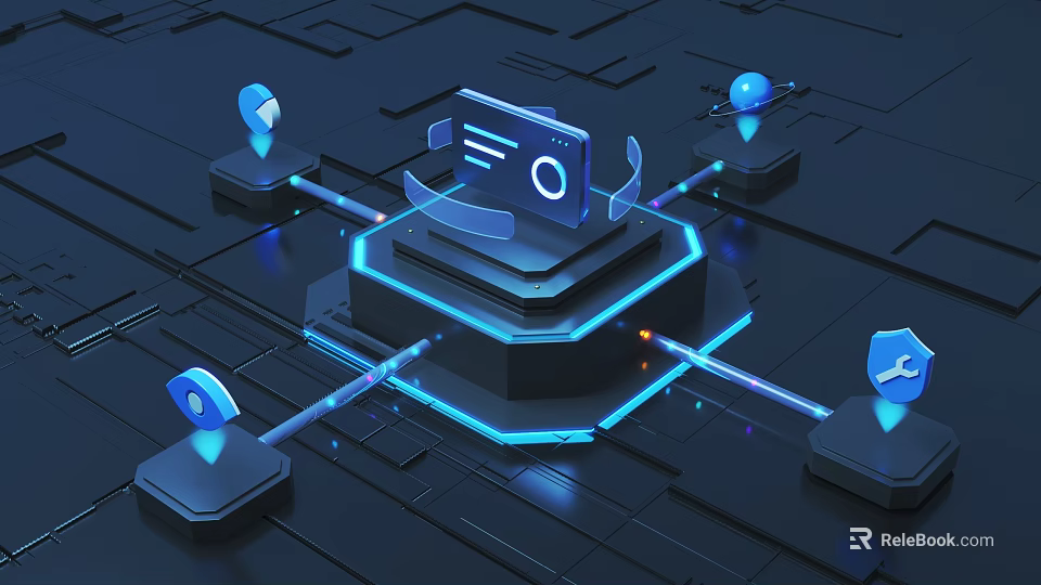 Future Architecture Featuring Smart Digital Network Hub And Luminous Nodes 3d model 