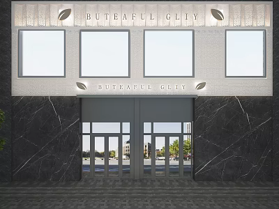 Modern door head facade punching plate 3d model