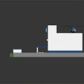 Blue And White Police Station Building With Helicopter On Roof Police Car And Parking Area