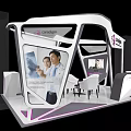 Sanatem Modern Exhibition Booth Design With Medical Display Seating And Purple Accents