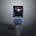 Retro Blue Computer Arcade Gaming Machine With Red Display Screen And Joystick 3d model