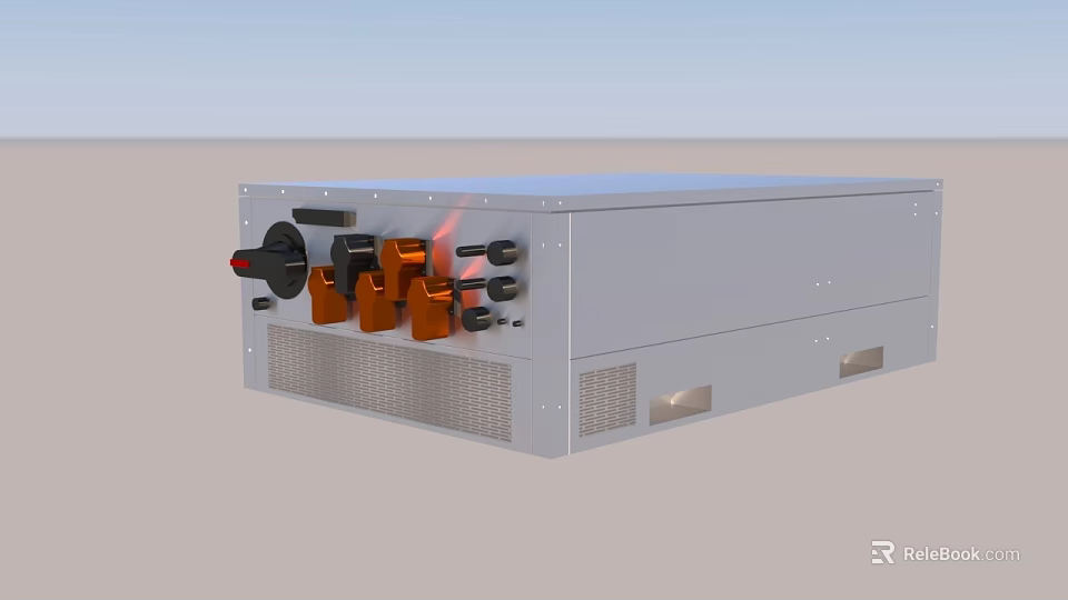 Industrial Commercial Equipment With Control Knobs Indicators And Ventilated Metal Enclosure 3d model