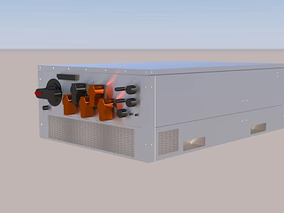 Industrial Commercial Equipment With Control Knobs Indicators And Ventilated Metal Enclosure 3d model