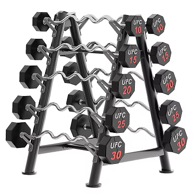 UFC Sports Equipment Dumbbell Rack with Various Weight Plates and Multi Layer Design 3d model