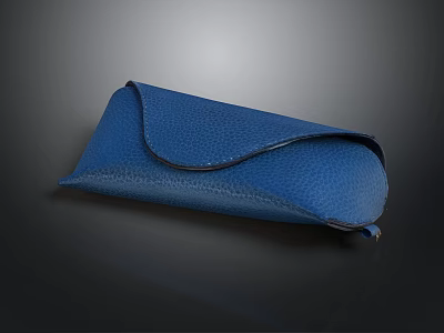 Fashionable Blue Leather Eyeglass Case With Textured Surface For Daily Use 3d model