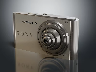 Sony Compact Digital Camera Featuring Silver Design And 201 MP High Resolution Sensor 3d model