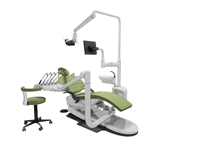 High Quality Dental Medical Equipment With Adjustable Chair Lighting Monitor And Stool 3d model