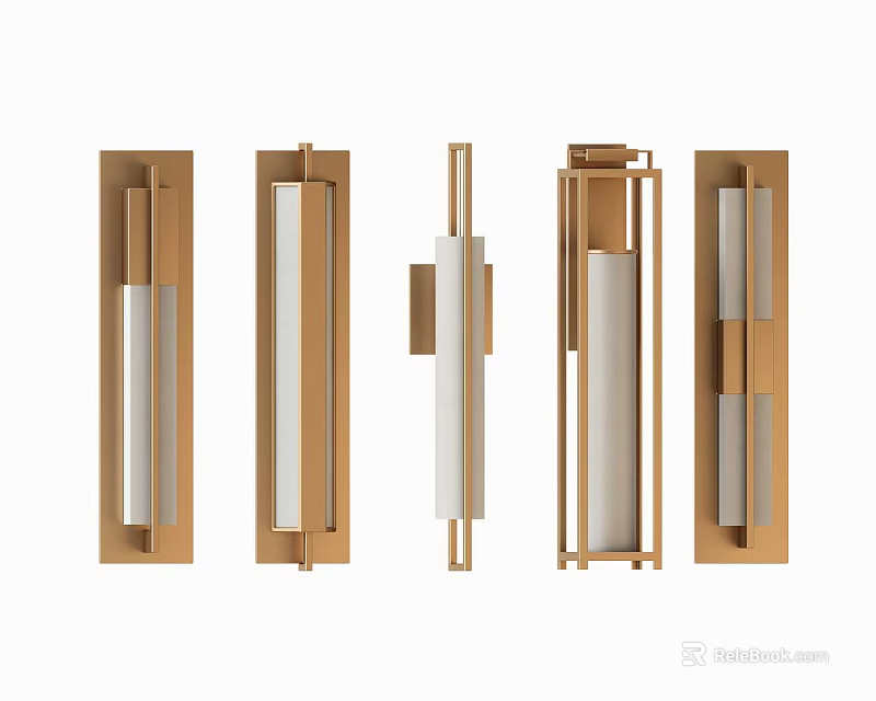 Modern Wall Lamps With Sleek Wooden Frames And White Panel Designs 3d model