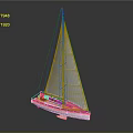 White Model Sailboat With Single Mast And Wooden Deck Water Vehicle Design