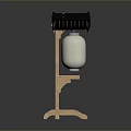 Traditional Japanese Style Lantern With Wooden Base Black Roof And White Shade