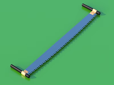 Durable Blue Hand Saw With Black Handles And Golden Connectors For Home Use 3d model