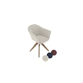 Light Beige Textured Fabric Office Chair With Curved Backrest And Wooden Tripod Base