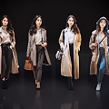 Four Women Showcasing Stylish Coat Outfits With Handbags And Casual Pants
