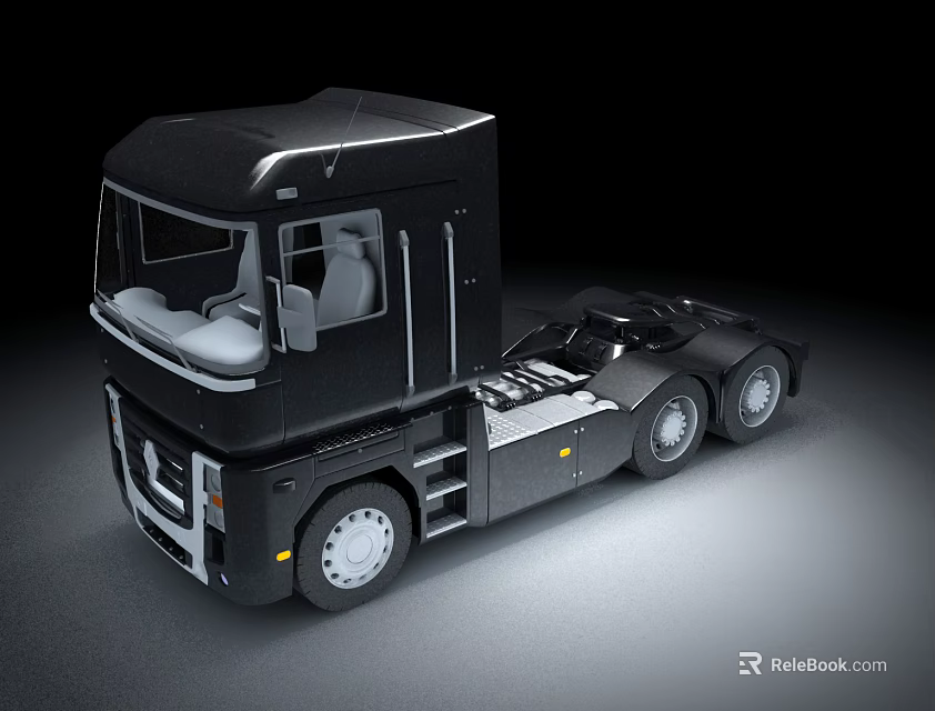 Black Modern Functional Truck Tractor With Sleek Cab And Wheels Design 3d model 