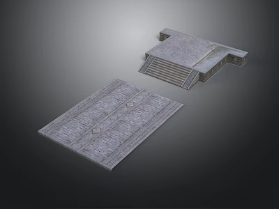 Traditional Stone Architectural Structure With Geometric Pattern Slab Staircase And Platform 3d model