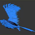 Blue 3D Eagle Model with Spread Wings and Detailed Feathers