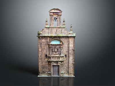 Antique Stone Building Model With Arched Windows And Decorative Top Details 3d model