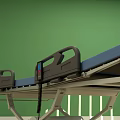 Adjustable Medical Bed With Blue Mattress Control Panel And Sturdy Frame