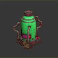 Futuristic Green Sci Fi Mechanical Container With Pipes Support Base And Glowing Accents 3d model