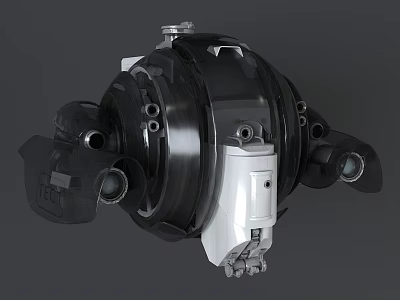 Mechanical Component With Black And White Casing Connection Ports And Bolted Structure 3d model