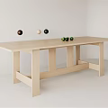 Modern Dining Table Long Table Log Dining Table and Chair 3d model
