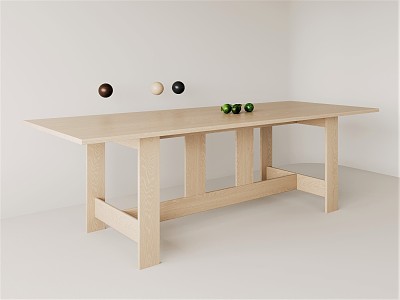 Modern Dining Table Long Table Log Dining Table and Chair 3d model