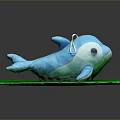 Blue Plush Whale Stuffed Toy On Green Mat With Soft Fabric