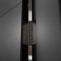 Dark Brown Wooden Hinged Doors With Metal Handles Open And Closed Design
