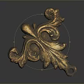 Exquisite Golden Metal Plant Themed Decorative Ornament With Intricate Floral Patterns