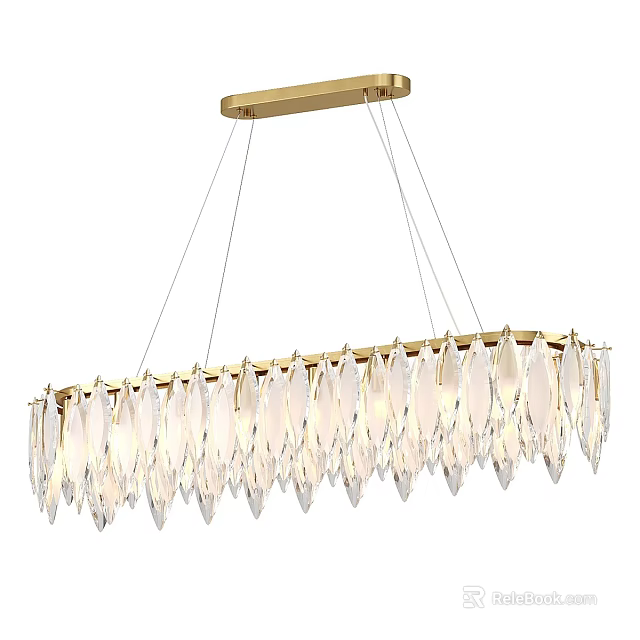 Elegant Modern Gold Frame Chandelier With Transparent Icicle Shaped Crystals 3d model
