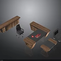Modern Wooden Office Furniture Set With Desk Chair Cabinet And Table