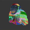 Highly Detailed Realistic 3D Chimpanzee Model With Smiling Face And Textured Fur