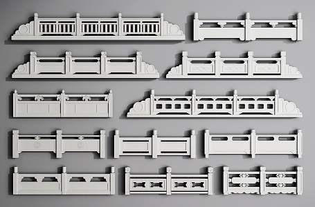 Chinese Guardrail Marble Railing Guardrail 3d model
