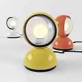 Modern Yellow Red White Desk Lamps With Round Shade Curved Base Bright Light Source