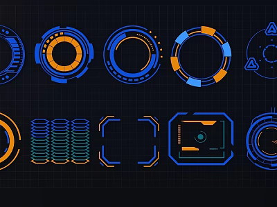 Modern icon technology elements 3d model
