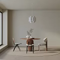 Modern Dining Table Set With Round Table Three Chairs Pendant Light And Vase 3d model
