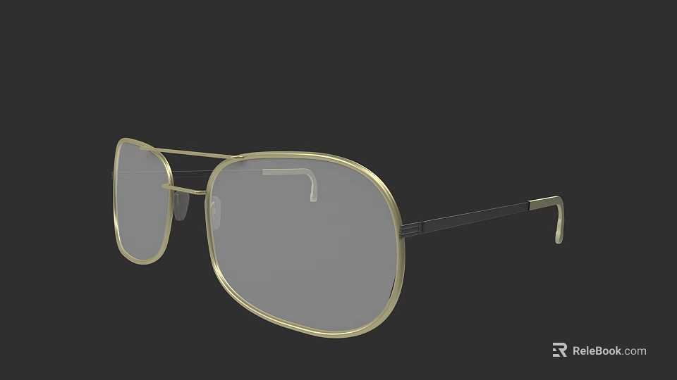 Stylish Sunglasses With Gold Frame And Square Lenses Modern Design 3d model 