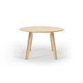 Light Colored Round Wooden Dining Table With Simple Design And Four Legs 3d model