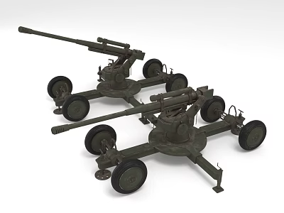 Old Fashioned Military Artillery Weapon with Wheels and Gun Carriage Design 3d model