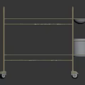 Sturdy Metal Utility Cart With Two Shelves Wheels And Small Bucket