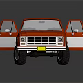 Red Pickup Truck 3D Model With Open Doors And Stylish Design