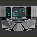Advanced Computer Control Station With Multiple Blue Holographic Screens And Futuristic Interface