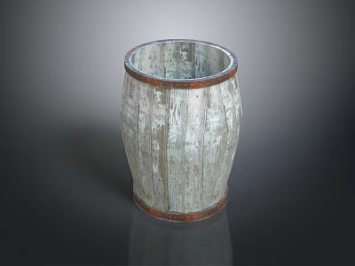 Wooden Barrel Water Barrel Old Wooden Barrel Water Barrel Pot Container Realistic 3d model