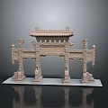 Traditional Chinese Archway With Intricate Carvings And Ornate Roof Design