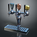 Commercial Beer Tap Dispenser With Multiple Colored Handles And Metal Base