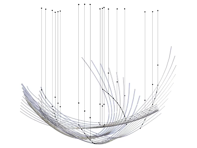 Modern Abstract Chandelier With Sleek Curved Lines And Geometric Hanging Design 3d model