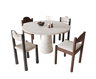 Quiet wind table and chair combination 3d model