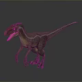 Velociraptor Dinosaur 3D Model In Standing Pose With Open Mouth And Red Eyes