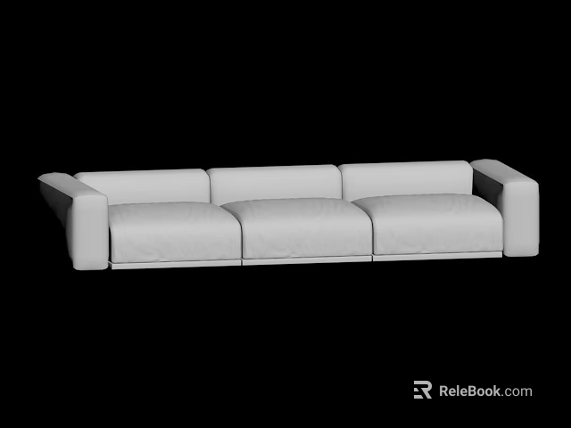 Modern Three Seater Sofa With White Upholstery And Clean Linear Design 3d model