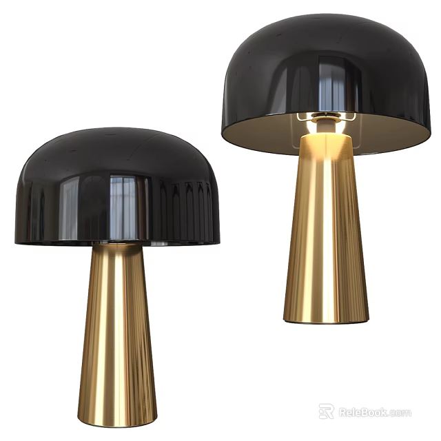 Modern Table Lamp With Black Shade And Gold Base For Elegant Interior Design 3d model